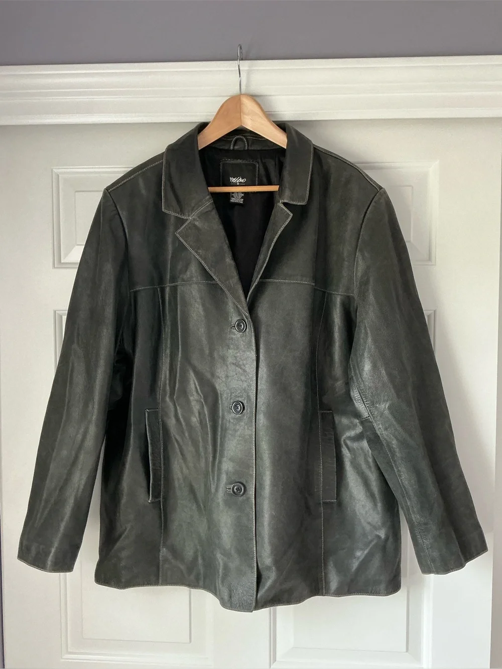 Vintage Mossimo Black Leather Blazer Jacket 24W Y2K